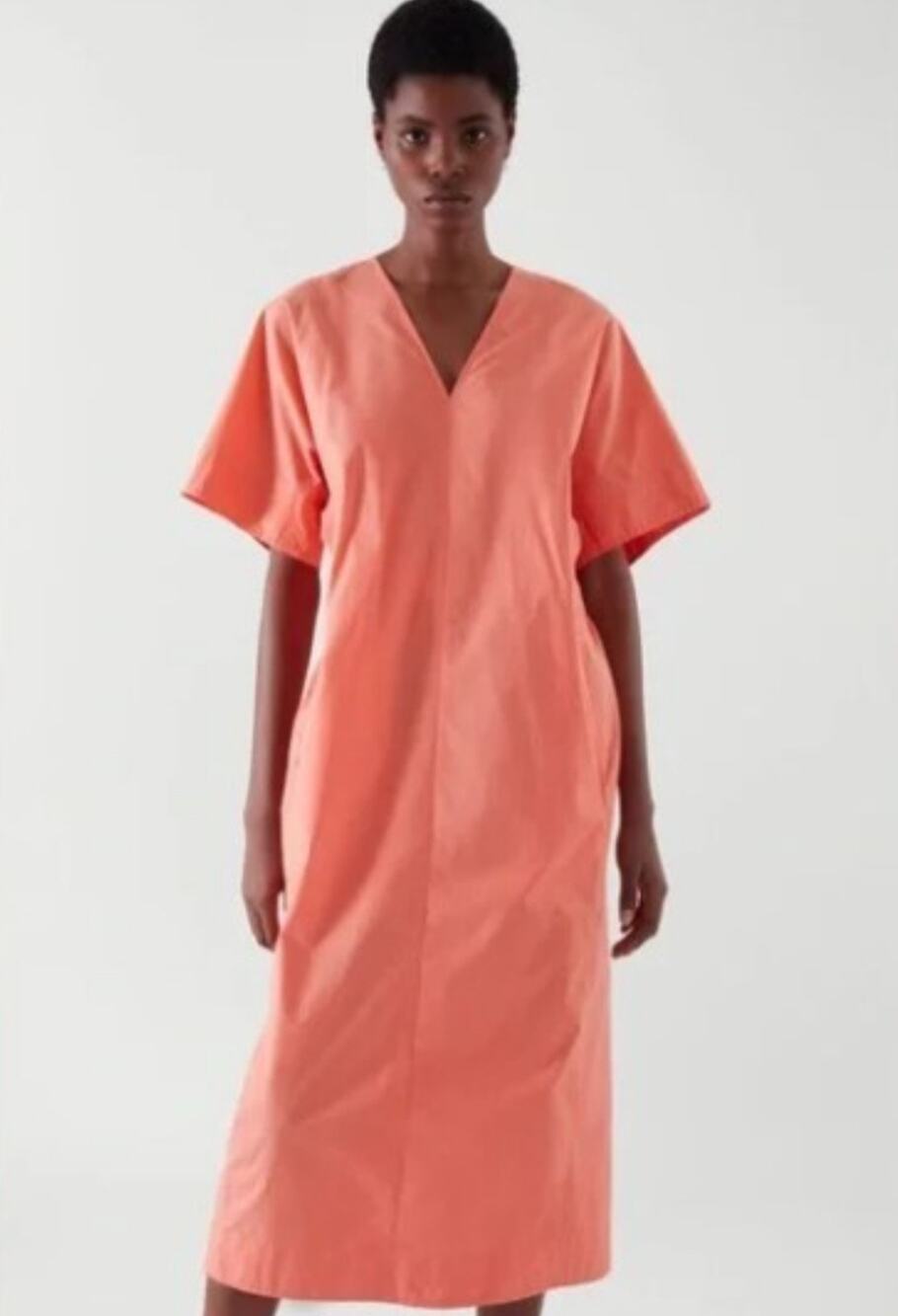 COS Kaftan *In Coral* Cotton Midi Shirt Dress US 12